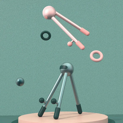 Aluminium alloy desktop phone and tablet stand with 120-degree adjustable angle, alien shape, green and pink options.