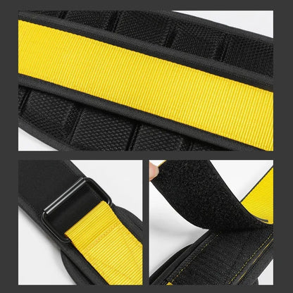 Adjustable waist support belt for weightlifting and fitness, black red yellow, sizes L M XL, one waistband