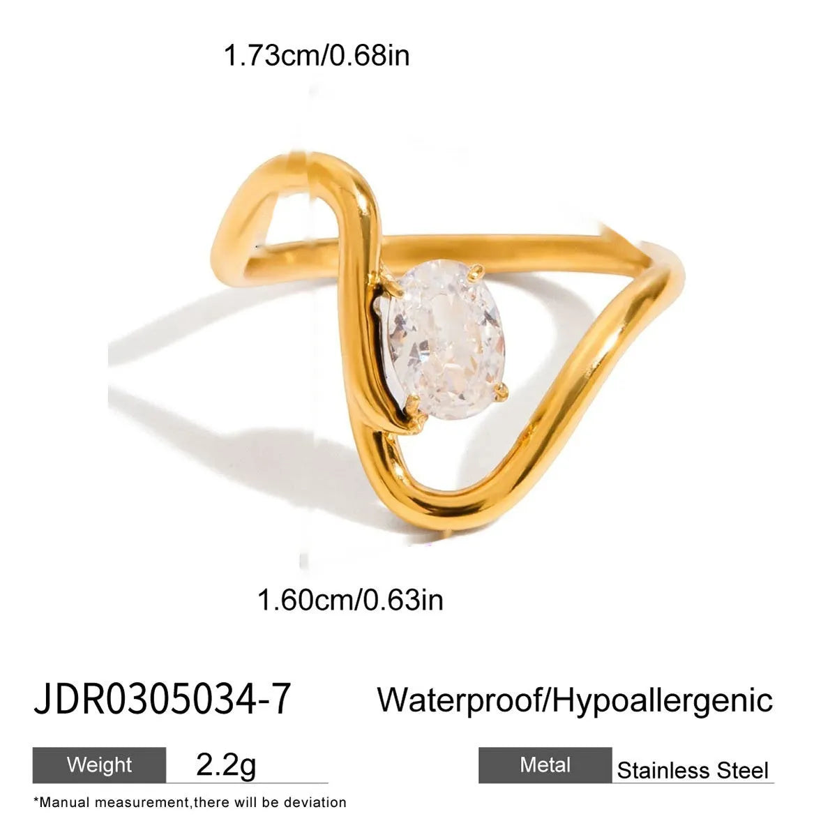 Geometric titanium steel zircon ring in stainless steel on a grey background.