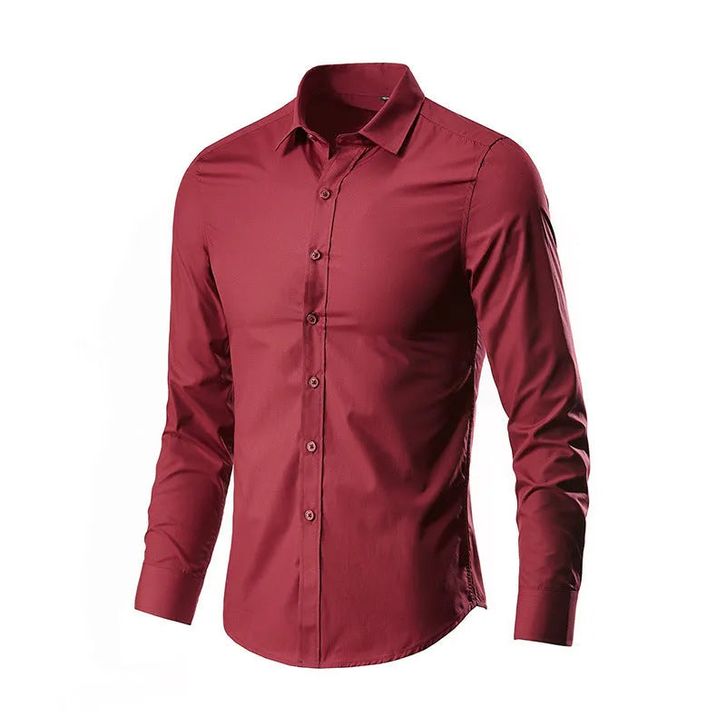 Long-sleeve linen shirt in various colours including black, brown, and navy blue, with loose fit and sizes up to 5XL