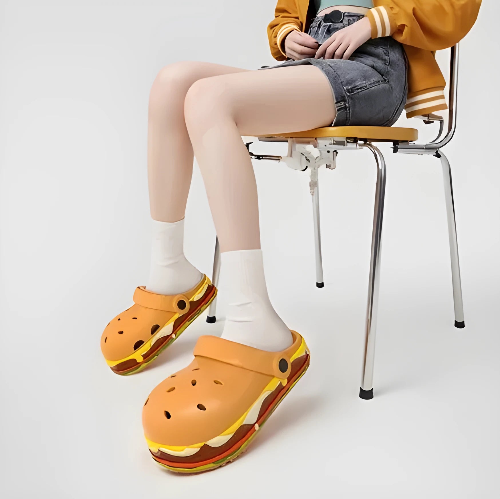Women's light beige EVA platform sandals with thick sole and hollow-out design on a white background.