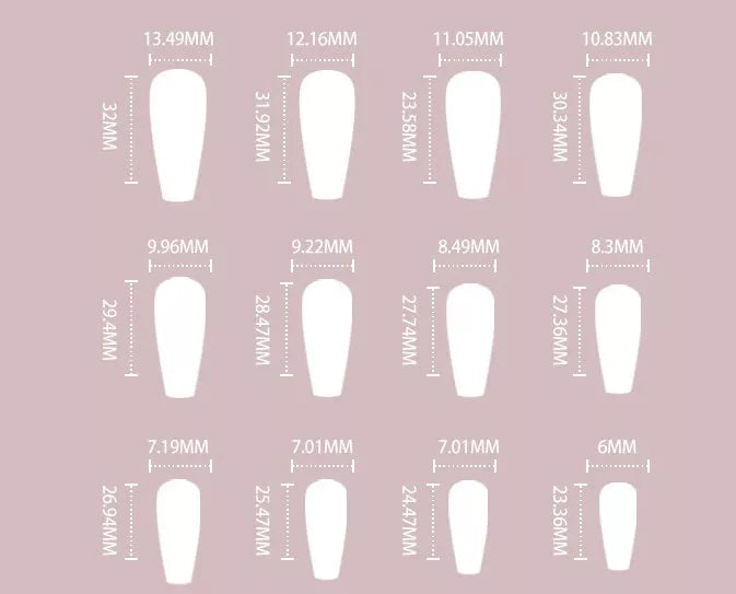 Women's floral design fake nails in JP1712 color, includes 24 nail plates and glue