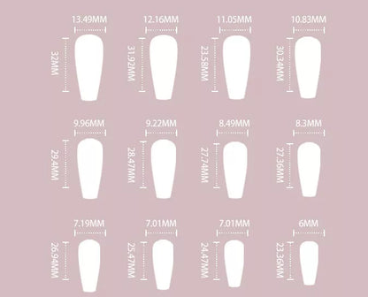 Women's floral design fake nails in JP1712 color, includes 24 nail plates and glue