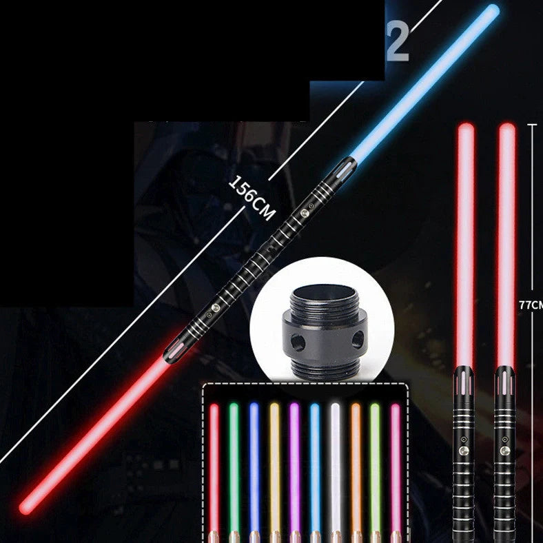 RGB metal lightsaber with extended 156cm length showing LED colours and metal hilt