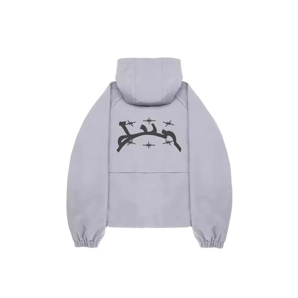 Men's grey hooded loose fit sun protection jacket with British styling