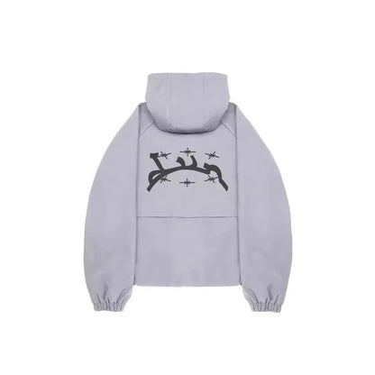Men's grey hooded loose fit sun protection jacket with British styling