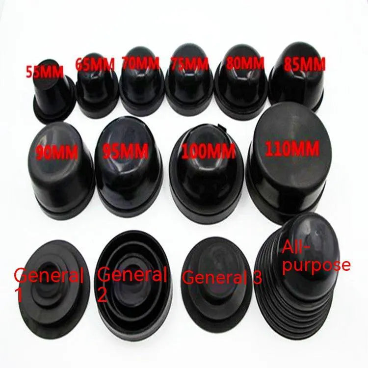 Black silicone LED headlight rear cover for General Motors vehicles, 90mm diameter