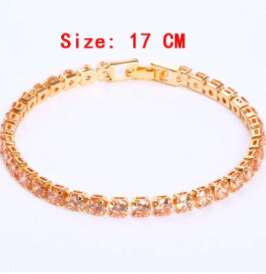 Cubic Zirconia Tennis Bracelet with AAA+ crystals on a copper box chain