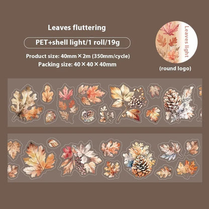 Deciduous Poetry Series DIY decorative stickers roll with 40mm width, 2m length, and PET material in nature colours