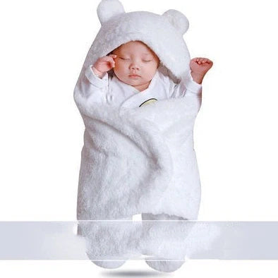 Baby Hold newborn swaddle sleeping bag with lamb wool fabric in blue colour option