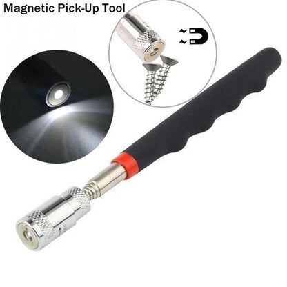 LED Magnetic Pick Up Tool with telescopic shaft and LED light for retrieving small metal objects