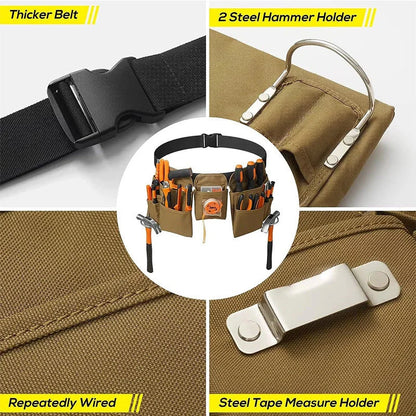 Adjustable Tool Belt in 900D Oxford Cloth with multiple pockets for tool organization