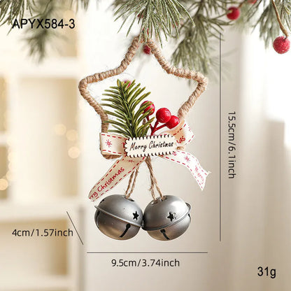 Metal Christmas bell ornament in gold, green, red or silver, single iron hanging decoration
