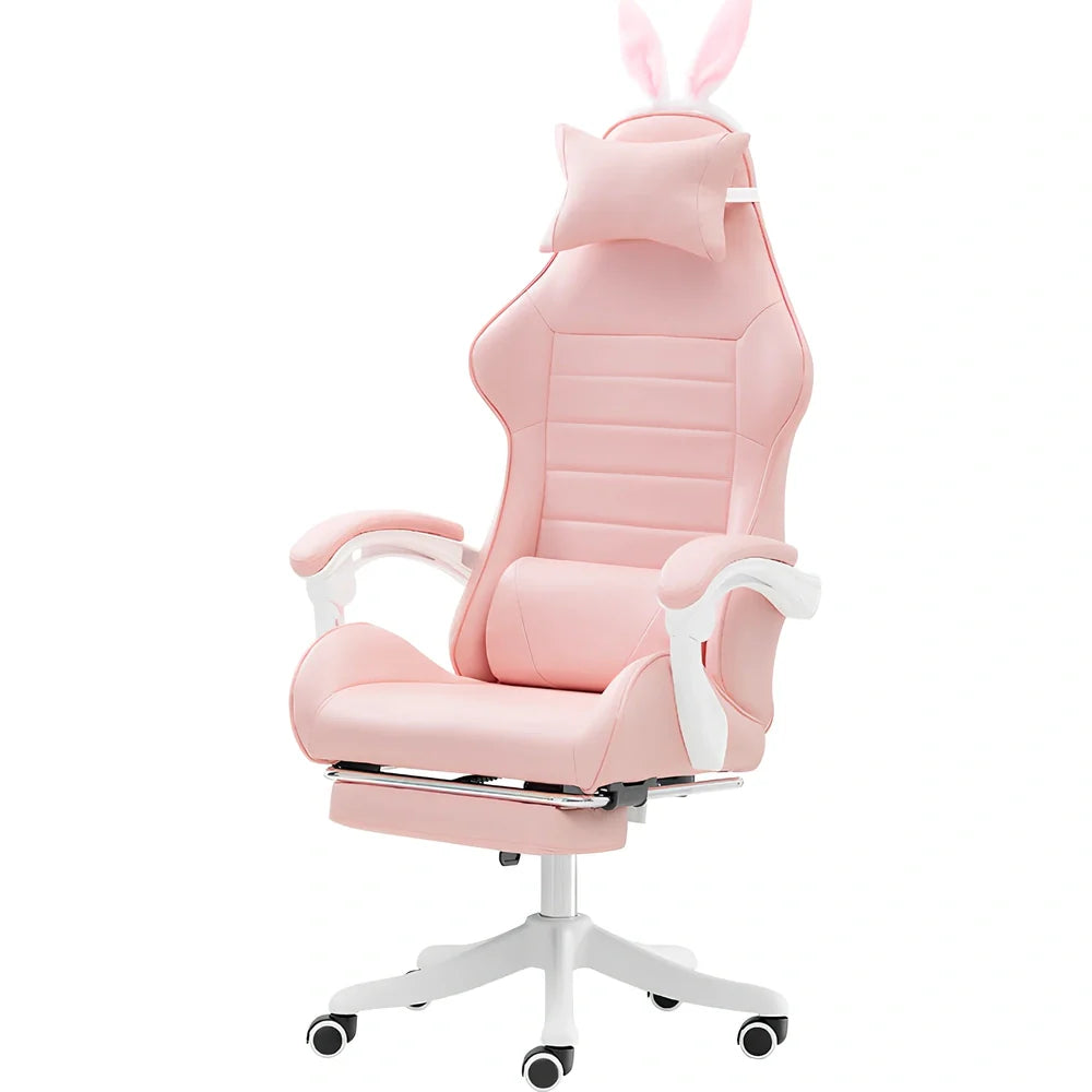 Adjustable height computer gaming chair with swivel base in green lace pattern