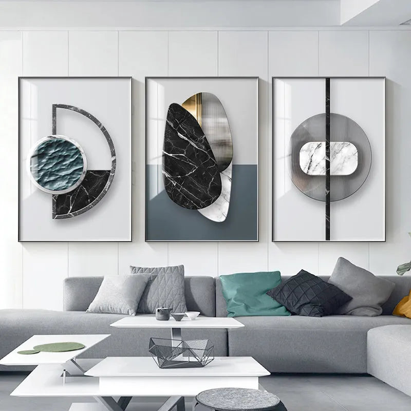 Abstract geometric canvas wall art painting poster home decor available in nine contemporary style patterns and five practical sizes from 20x30cm to 60x80cm for modern interior design