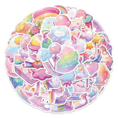 Cute candy small items decorative waterproof stickers in fresh colours, 4-7cm size, for hand account decoration