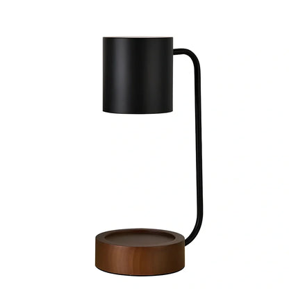 Bedroom aromatherapy lamp with wooden base and dimming control for smokeless wax melting