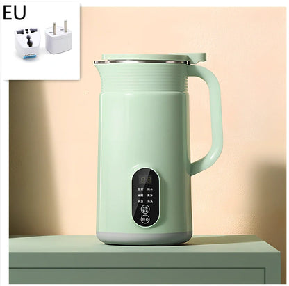 Green automatic soy milk machine with 600ml capacity and touch control display
