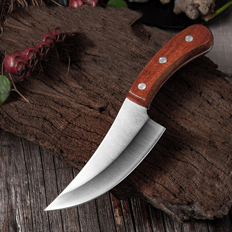 MCD108 small vegetable knife with martensitic steel blade and solid wood handle