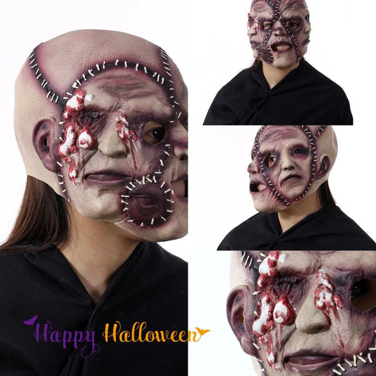 Halloween Three-sided Grimace Horror Mask made from 100% natural latex