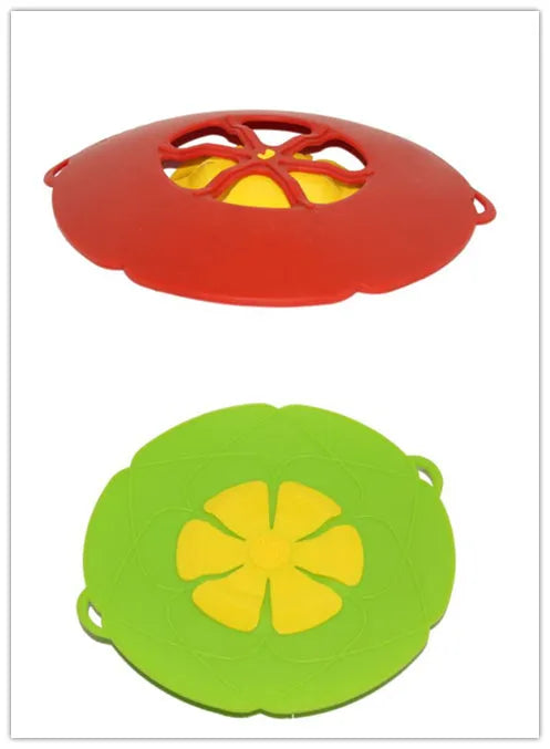 Green silicone spill stopper pan lid for pots and pans 8 to 10 inches, heat-resistant and dishwasher safe