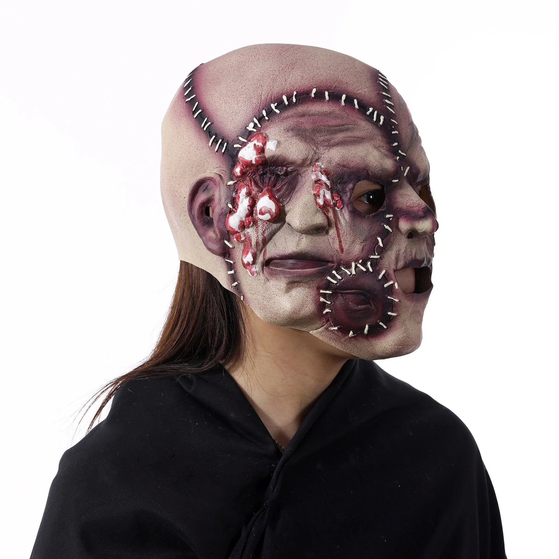 Halloween Three-sided Grimace Horror Mask made from 100% natural latex