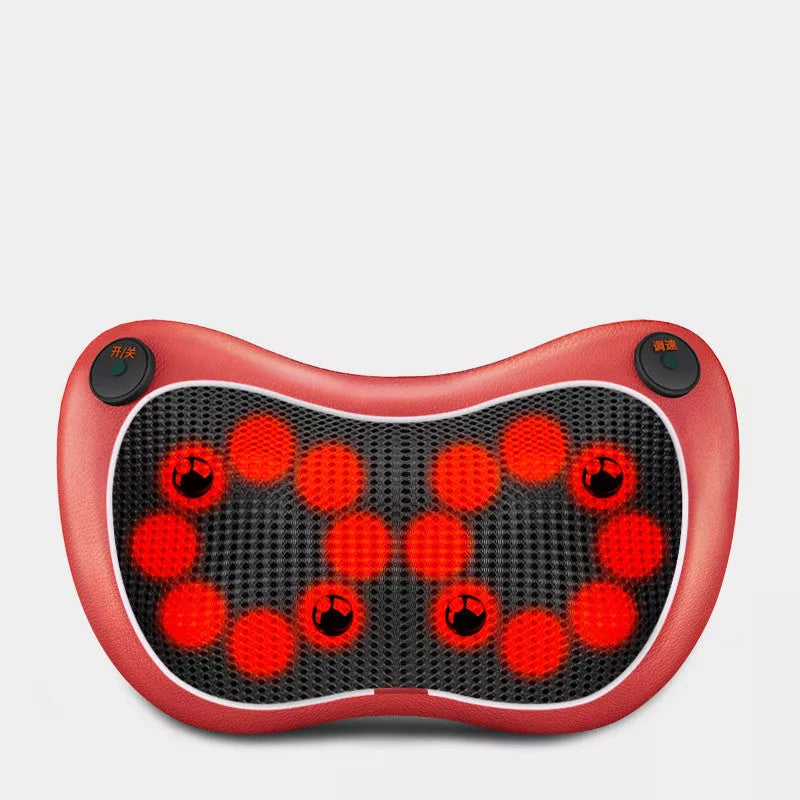 Massager Pillow with multiple head options for targeted muscle relief, compact and portable design