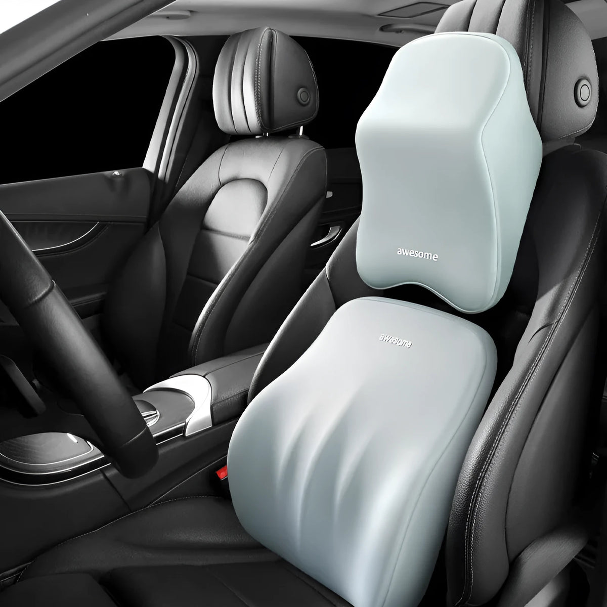 Car lumbar support pillow with memory foam filler in geometry pattern design
