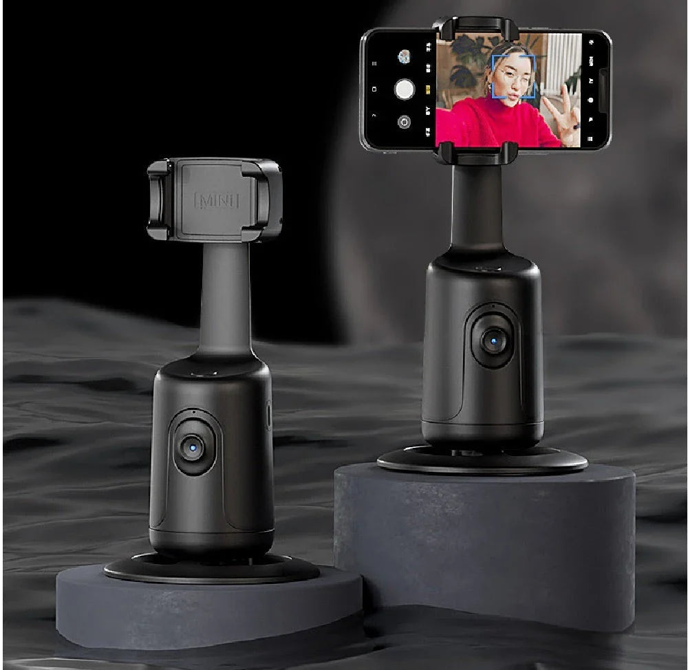 360° Auto-Tracking Smartphone Gimbal with AI Face Tracking, Stabilization, and 360° Rotation for Vlogging, Live Streaming, and Video Recording