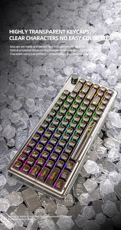 Attack Shark K75 RGB wireless mechanical keyboard with transparent PC casing and hot-swap switches