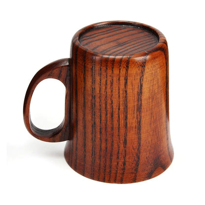 Handcrafted Jujube Wood Retro Japanese Style Mug with ergonomic handle and rustic design