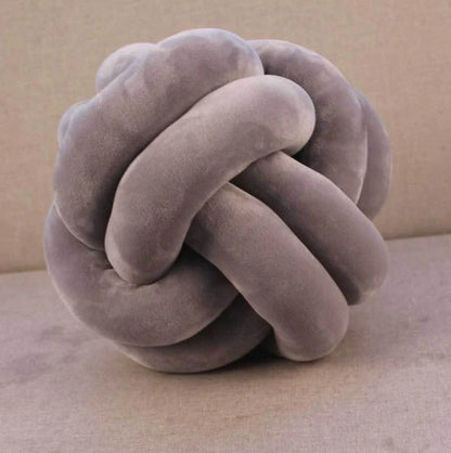 Knotted Plush Ball Design Round Throw Pillow in various colors and sizes