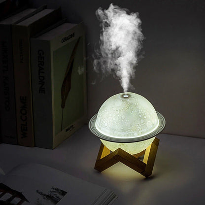 White Moon Light humidifier with USB port and night light measuring 138mm square