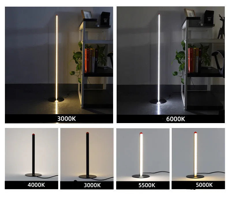 Aluminium alloy vertical floor lamp with USB plug-in, sizes 25cm, 50cm, and 100cm, for home or hotel use