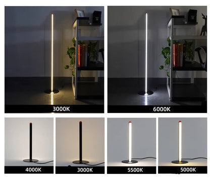 Aluminium alloy vertical floor lamp with USB plug-in, sizes 25cm, 50cm, and 100cm, for home or hotel use