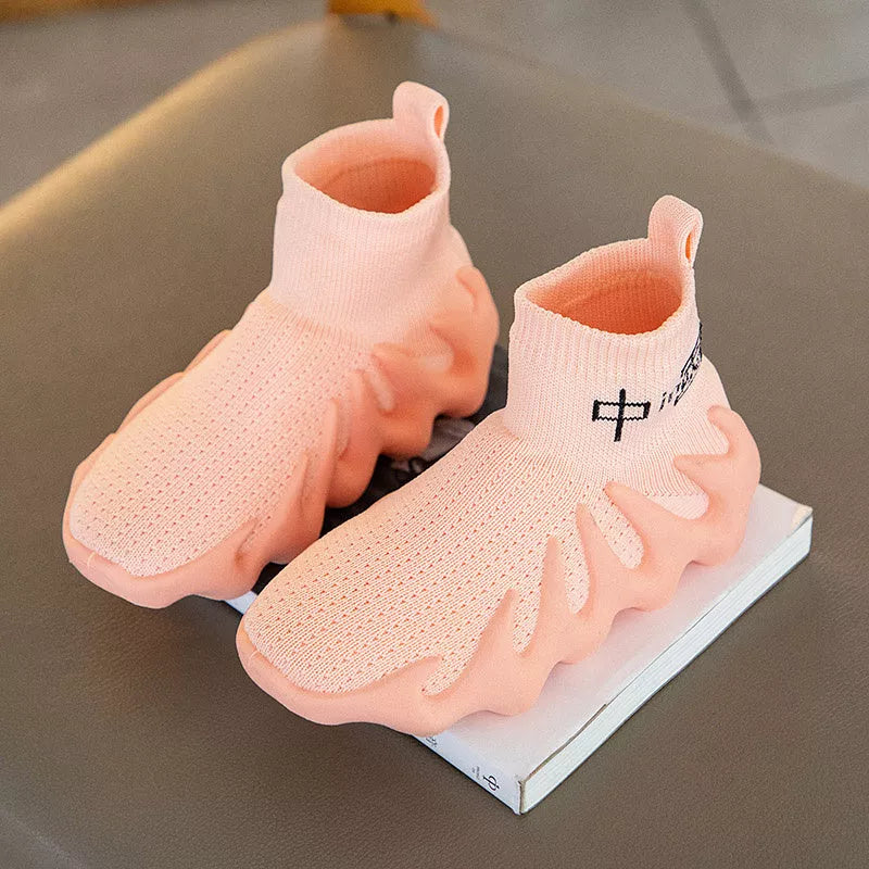 Kids' breathable mesh sneakers in green, blue, and coffee colors