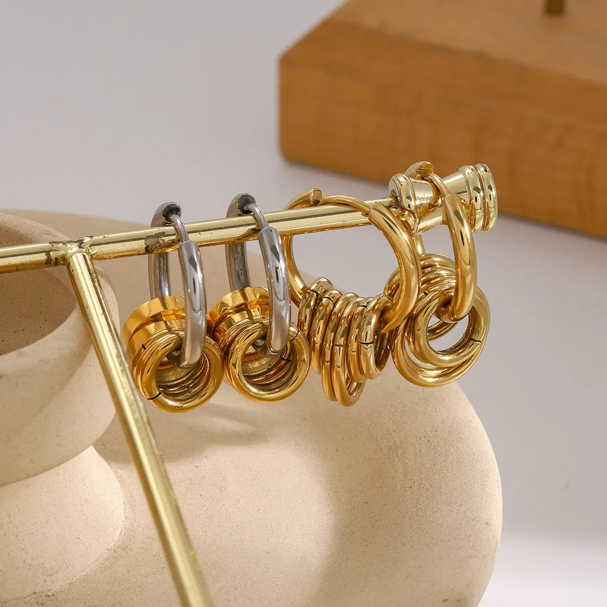 Stainless steel electroplated earrings with hypoallergenic construction for sensitive skin wearers