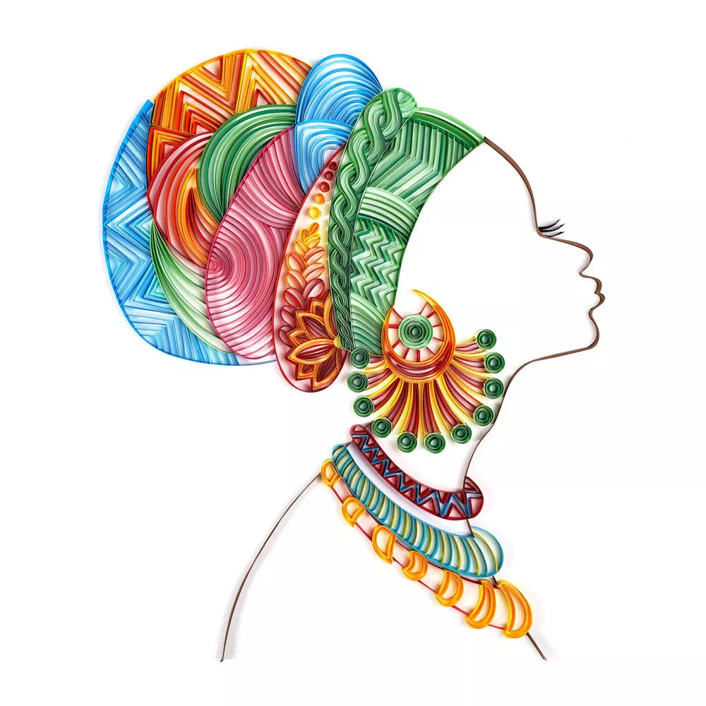 Handmade quilted paper painting craft kit with tools and materials for DIY decor