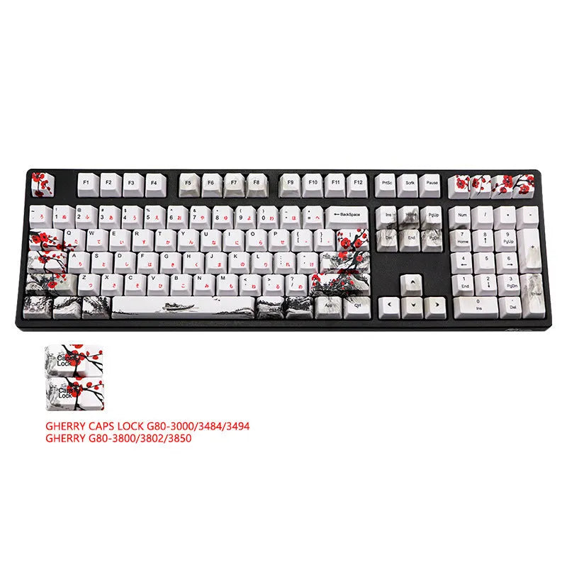 PBT Wangjiang Plum blossom mechanical keyboard keycap set with 109 keys at OEM height