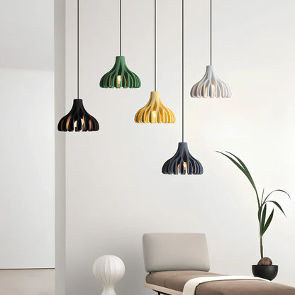 Nordic style resin chandelier with geometric design, 22cm diameter, available in five colours including green and grey