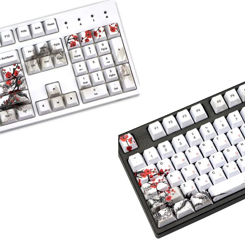 PBT Wangjiang Plum blossom mechanical keyboard keycap set with 109 keys at OEM height