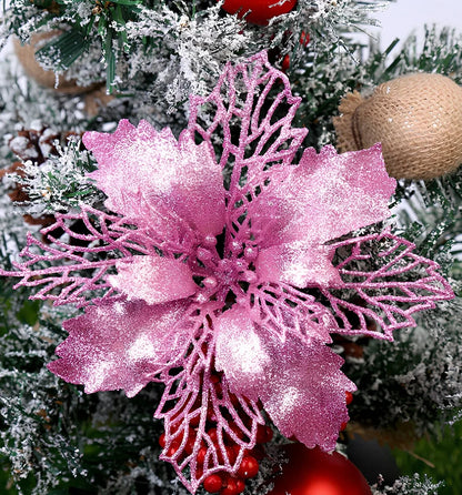 16cm Christmas tree wreath in gold with PE base and glitter powder for festive hanging