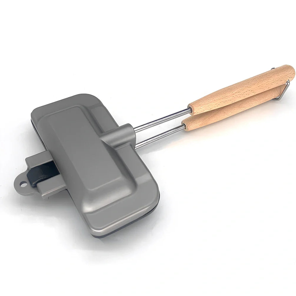 Silver grey aluminium sandwich baking tray with rectangular Korean design measuring 12.8x21.6cm