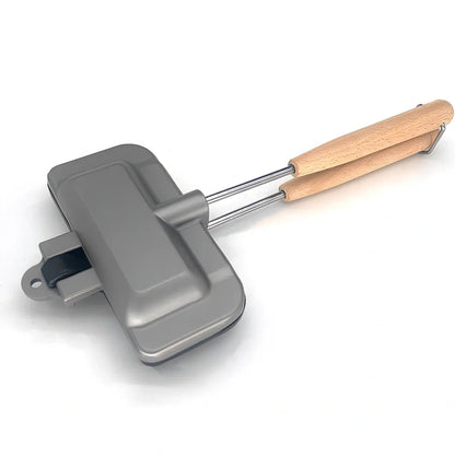 Silver grey aluminium sandwich baking tray with rectangular Korean design measuring 12.8x21.6cm