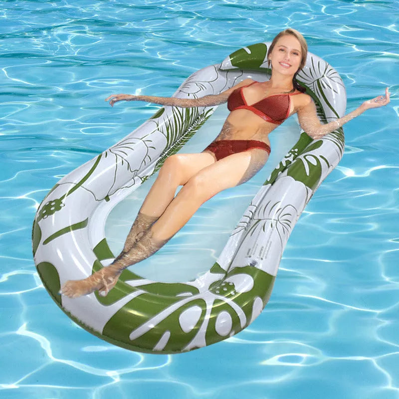 Animal-themed inflatable water hammock chair with net for pool and beach relaxation
