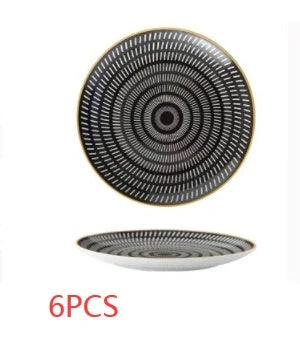 Nordic style geometric ceramic plate set for elegant dining