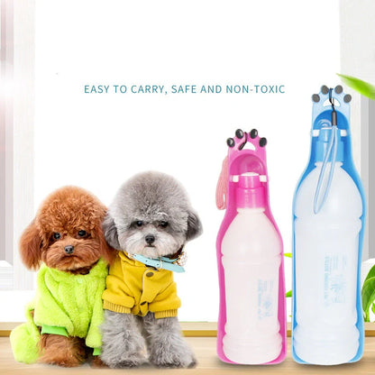 Portable Pet Cup Drinker in pink with 600ML capacity, featuring one-hand operation for easy use.