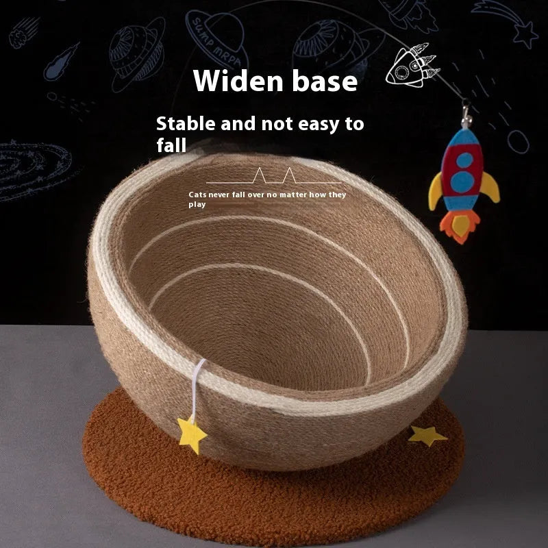 Large integrated cat scratching basin and nest with sisal scratching surfaces and flannel lining in starlight colour