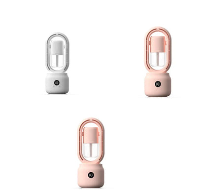 Portable USB rechargeable water-cooled fan with mist humidifier, bladeless design for safety and easy cleaning, 3-in-1 cooling, humidifying, and ambient lighting device