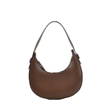 Women's retro shoulder bag in dumpling shape, 21x20x6cm, PU leather with zipper organiser